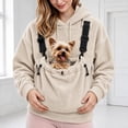 thumbnail image 6 of Eryao Pet Hoodie Carrier Pouch Women Winter Fuzzy Fleece Animal Carrying Hoodies with Adjustable Strap Kangaroo Pocket Warm Plus Size Pullover Sweatshirts for Small Dog Cat Holder Khaki,XXXL, 6 of 9