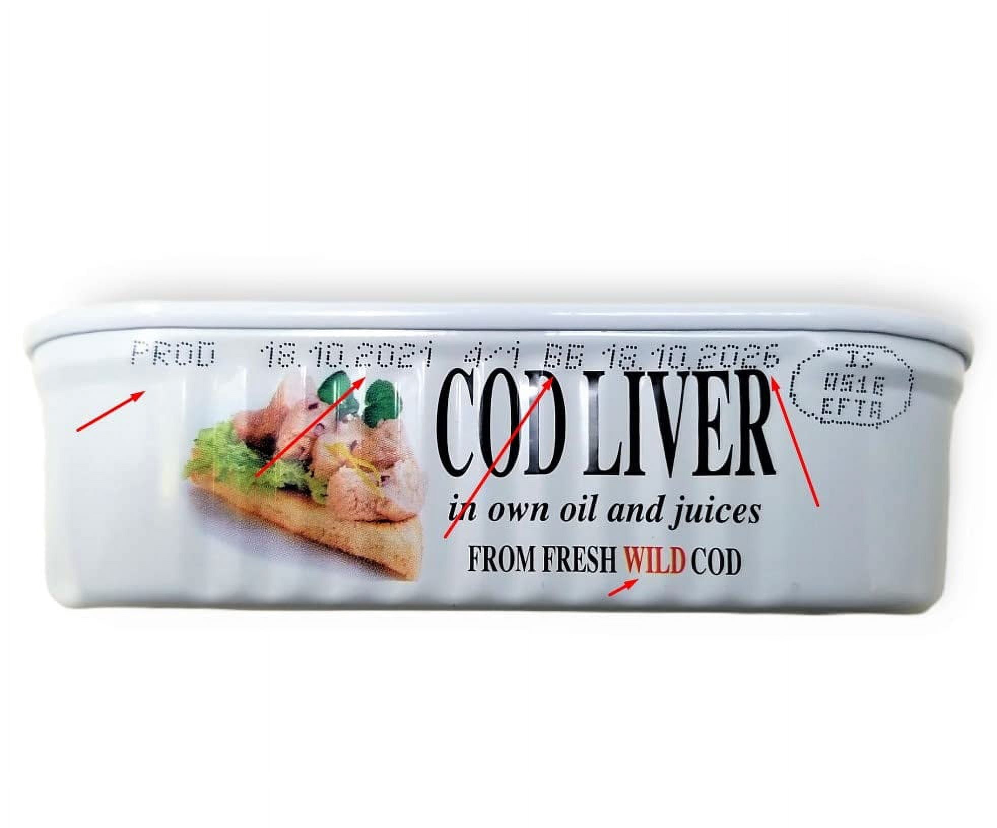 Belveder Premium Wild Cod Liver in Own Oil from Iceland 120g/4.2 Oz | Natural Source of Omega-3 Fatty Acids (Pack of 48)