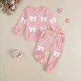 thumbnail image 2 of TOWED22 Baby Infant Girl Clothes Fall Winter Outfits Long Sleeve Soft Tee and Elastic Waist Pants 2pcs Set for Play(Pink,12-18 M), 2 of 7
