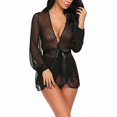 thumbnail image 1 of Lady See Through Sexy Dressing Gown Lingerie Robe, 1 of 2