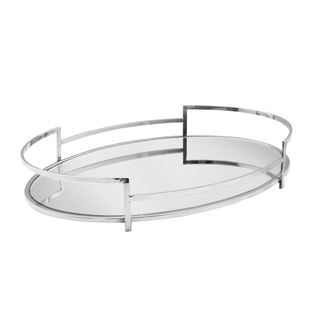 American Atelier Silver Oval Mirror Tray