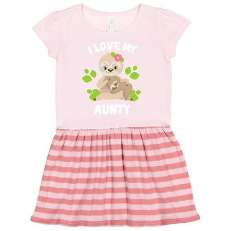 

Inktastic Cute Sloth I Love My Aunty with Green Leaves Gift Toddler Girl Dress