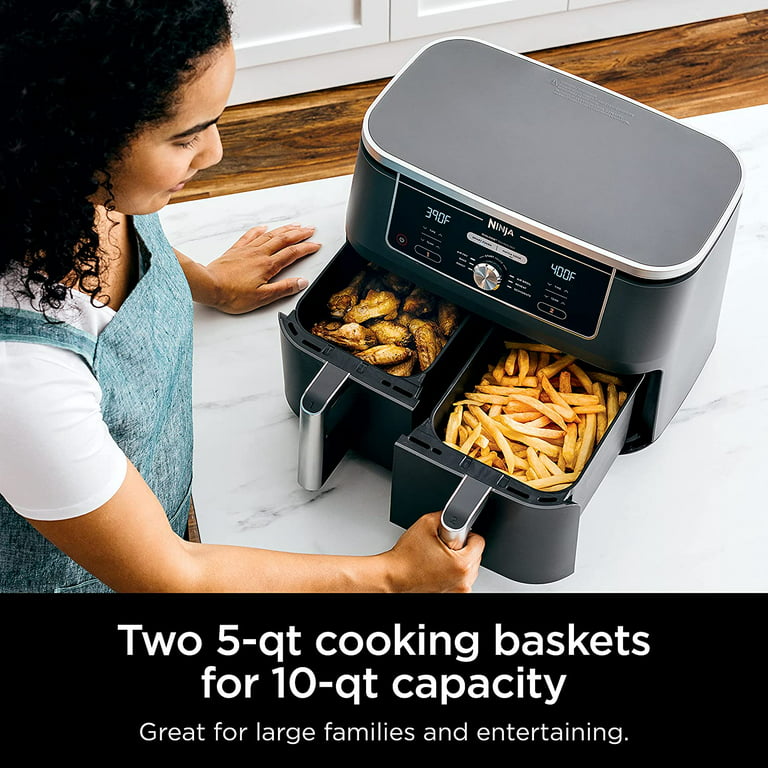 Ninja DZ090 Foodi 6 Quart 5-in-1 DualZone 2-Basket Air Fryer with 2  Independent Frying Baskets, Match Cook & Smart Finish to Roast, Bake,  Dehydrate 