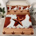thumbnail image 2 of Homewish Western Texas Stars 4 Pieces Queen Sheet Sets For Adults Boys Girls,Cow Print Ultra Soft Flat Sheet,Retro Rustic Cabin Queen Fitted Sheet,Luxury Bedroom Decor, 2 of 7