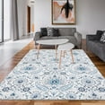 thumbnail image 4 of GlowSol 5' x 7' Vintage Paisley Print Rug Washable Area Rugs for Living Room Bedroom Non Slip Low Pile Rug, Blue, 4 of 7