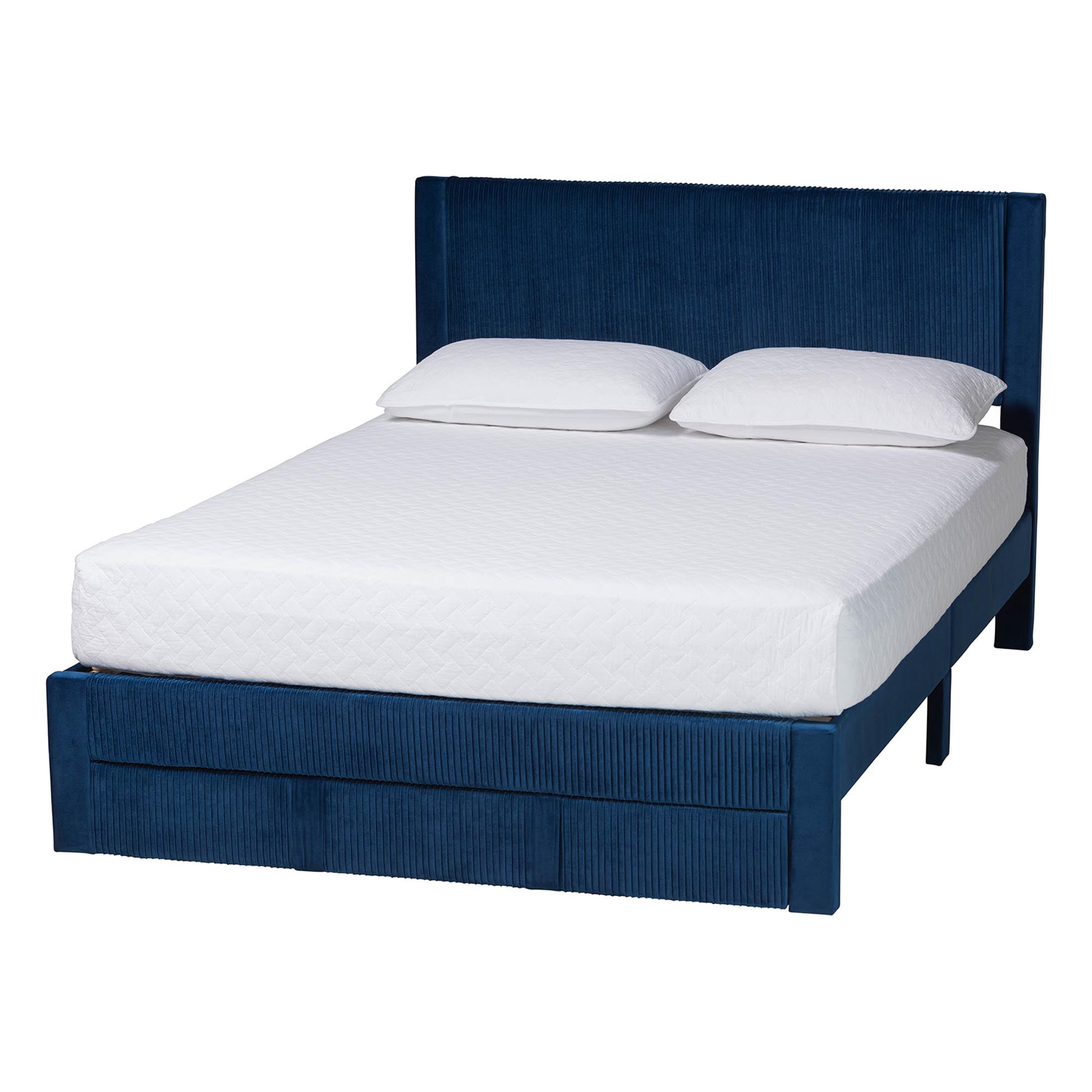 Baxton Studio Elora Modern Storage Bed, Queen, Navy Blue