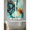 thumbnail image 5 of Abstract Water Ripple Art Sheer Curtains 63 Inches Long 2 Panels Teal Green Orange Marble Texture Light Filtering Semi Sheer Window Curtains Drapes for Bedroom Living Room 52"x63", 5 of 7