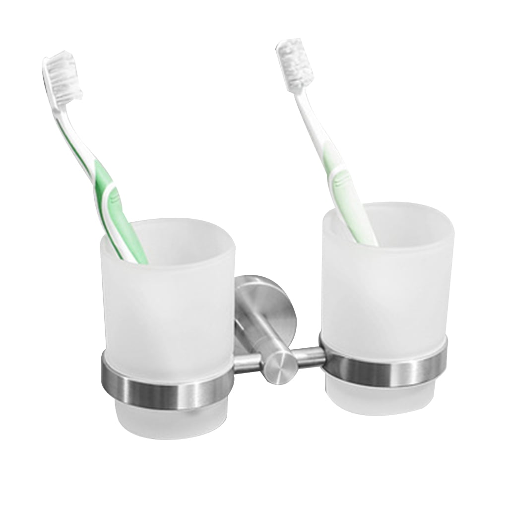 CANKER Toothbrush Tooth Cup Holder with Cup Wall-mounted Bathroom  Accessories Set - Walmart.com