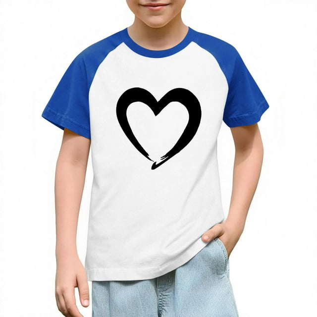 Blusas y camisas de manga corta con cuello redondo para niños y niñas, blusa de manga corta con estampado de cuello redondo