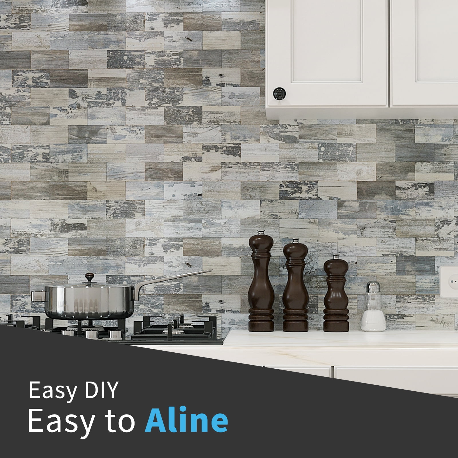 Art3d Peel and Stick Backsplash PVC Wall Tile, Stickon Tile for Kitchen Backplash, Bathroom Vanities, Fireplace Decor