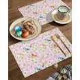 thumbnail image 2 of Easter Placemats Set of 6, Rabbit Bunny Placemat for Dining Table Decorations, Flowers Easter Eggs Pink Plaid Place Mats, Spring Table Mats for Kitchen Dinner Seasonal Holiday Party Decor, 2 of 5