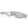 thumbnail image 4 of Womens Bridal Ring Set Princess Cut Sterling Silver CZ Wedding Band Engagement Ring Set 9, 4 of 5