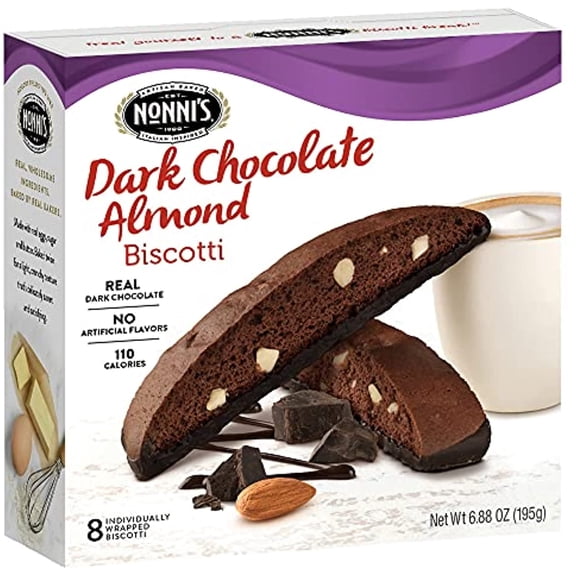 Nonnis Biscotti, Dark Chocolate, 8 Count, 6.88 Ounce