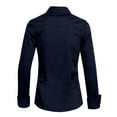 thumbnail image 3 of J. METHOD Women's Button Down Shirt Long Sleeve Roll Up Stretch Collar Office Work Formal Casual Basic Blouse Top NEWT04 Navy Blue 2X, 3 of 5