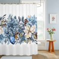 thumbnail image 4 of Shower Curtains for Bathroom, Blue Christmas Poinsettia Waterproof Fabric Shower Curtain, Xmas Botanical Balls Snowflake Decorative Bathroom Curtain for Bathtub, 36"x72", No Hooks Included, 4 of 9
