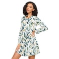 thumbnail image 3 of FORMRS Womens Long Sleeve Nightgowns Crew Neck Sleep Shirt Soft Pajamas Sizes S-3XL, Darker Leafy Pattern, 3 of 8