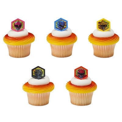 24 Power Rangers Morphinominal Cupcake Cake Rings Birthday Party Favors Toppers