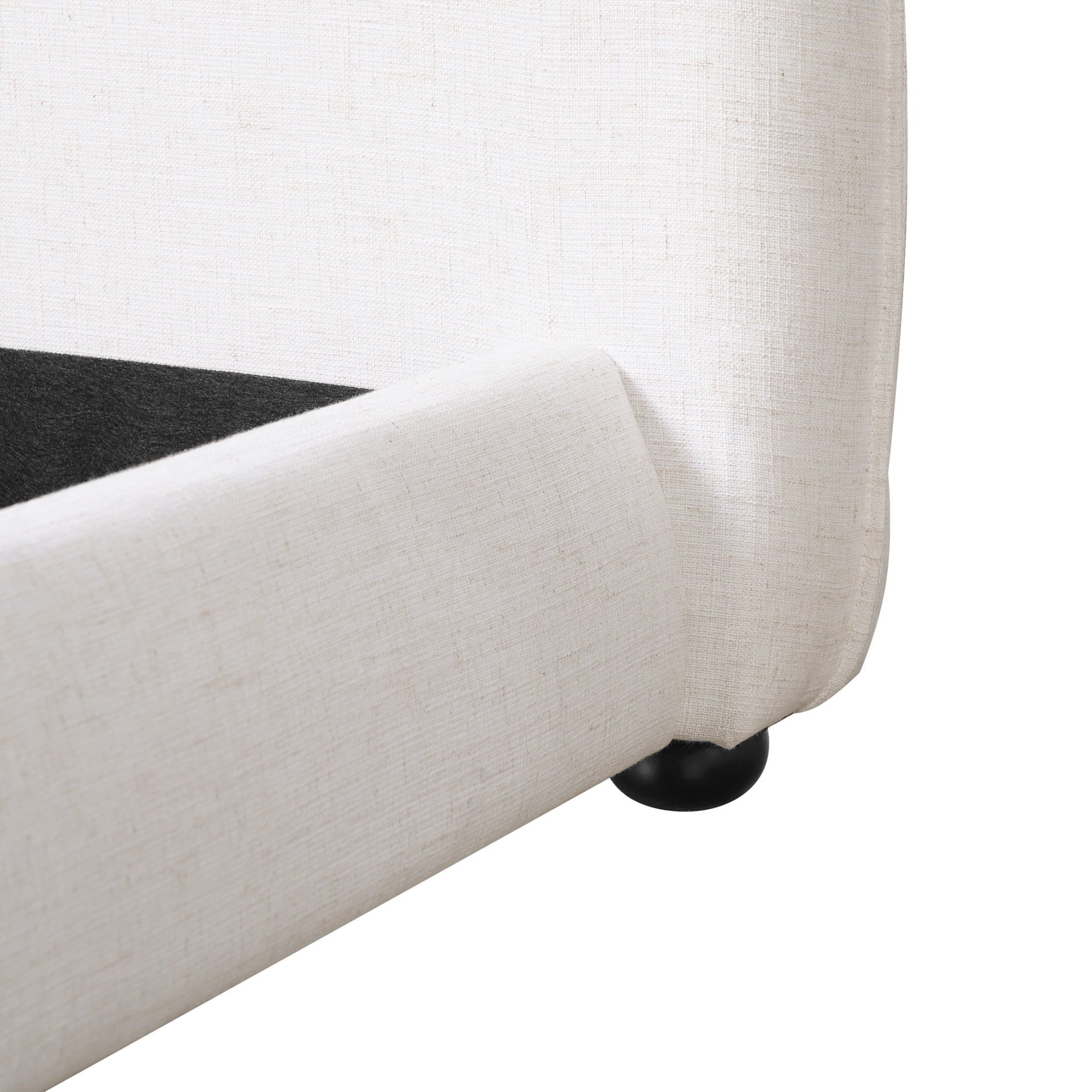 Christopher Knight Home King Upholstered Bed Frame, Linen Fabric Pillow-Back Headboard, Solid Wood Frame, Beige