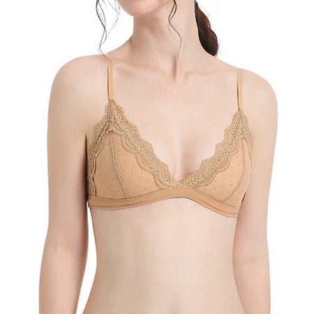 

Women s Sexy Daily Bralettes Lace Edge Deep V Underwear Thin Cup Girl Com fortable Lace lightweight skin-friendly Bra