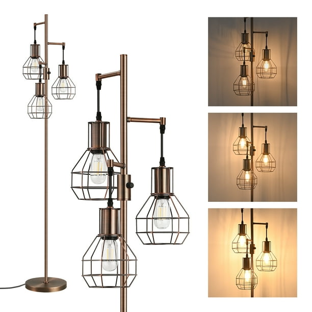 EDISHINE Bronze Industrial Floor Lamp for Living Room, 65" Multihead