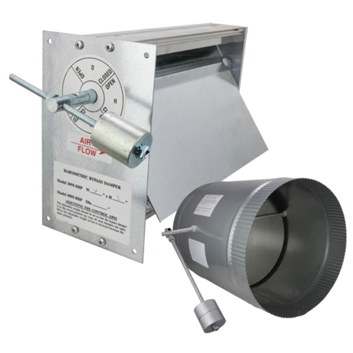 iO HVAC Controls BH10 10 Round Horizontal Barometric Bypass Damper
