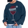 thumbnail image 2 of UVEASISHA Chandails en Molleton de Noël pour Hommes Mode Imprimé Verre de Vin Col Rond Chandail Décontracté Surdimensionné Graphique Xmas en Solde Marine TG, 2 of 5