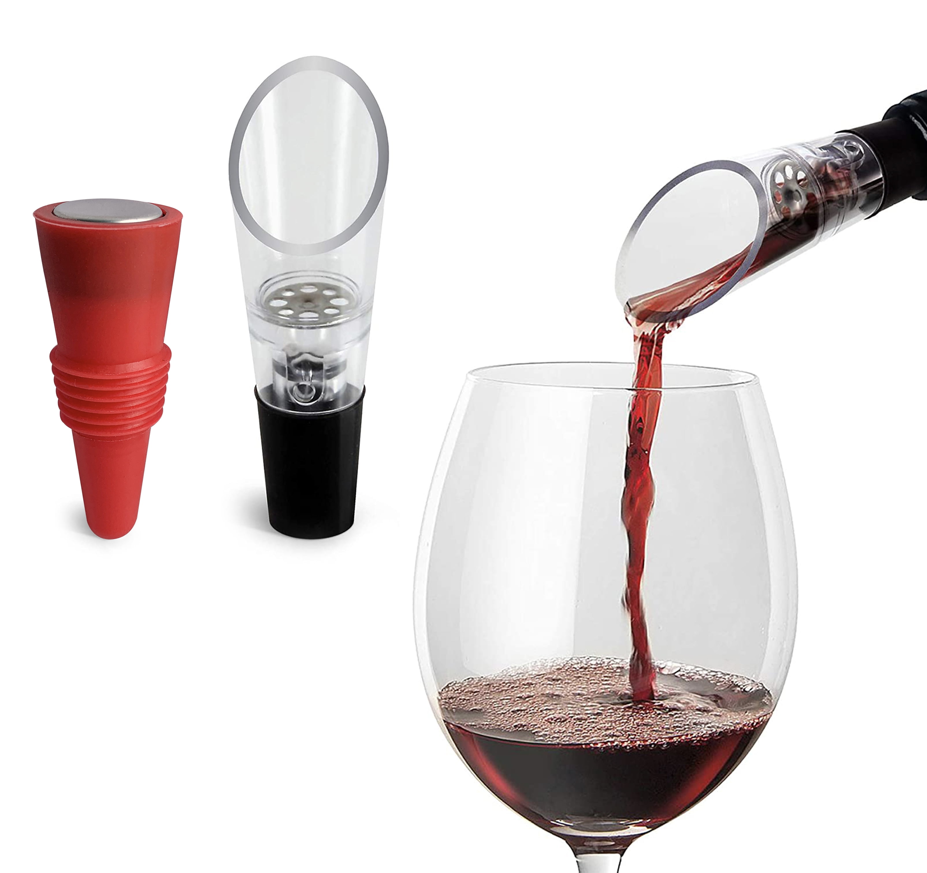 Red Wine Aerator Pour Spout Bottle Stopper Decanter Pourer Aerating Portable YW