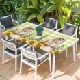 thumbnail image 2 of Groundhog Day Table Cloths for 3 Foot Rectangle Tables, Yellow Plaid Sunflower Spring Floral Patio Waterproof Elastic Fitted Tablecloths, Washable Rectangular Table Cover for Camping, 2 of 8