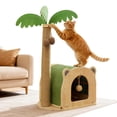 thumbnail image 7 of Qiyester Coconut Tree Shaped Wooden Cat Scratching Board Toy with Hanging Ball, Indoor Interactive Wooden Cat Bed Suitable for Small to Medium-Sized Cats, 7 of 7