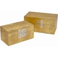 thumbnail image 4 of Galt International Storage Box Set Decorative Storage Box w/Hinged Lid Classic Design Wood Decor Boxes with Geometric Clasp Storage for Bedroom & Home - Set of 2 (Gold Leaf), 4 of 8