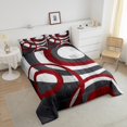 thumbnail image 4 of Erosebridal Geometric Circle Line Bedding Comforter Set, Gray Red Abstract Aesthetic Down Comforter Microfiber 2 Pieces, 4 of 8