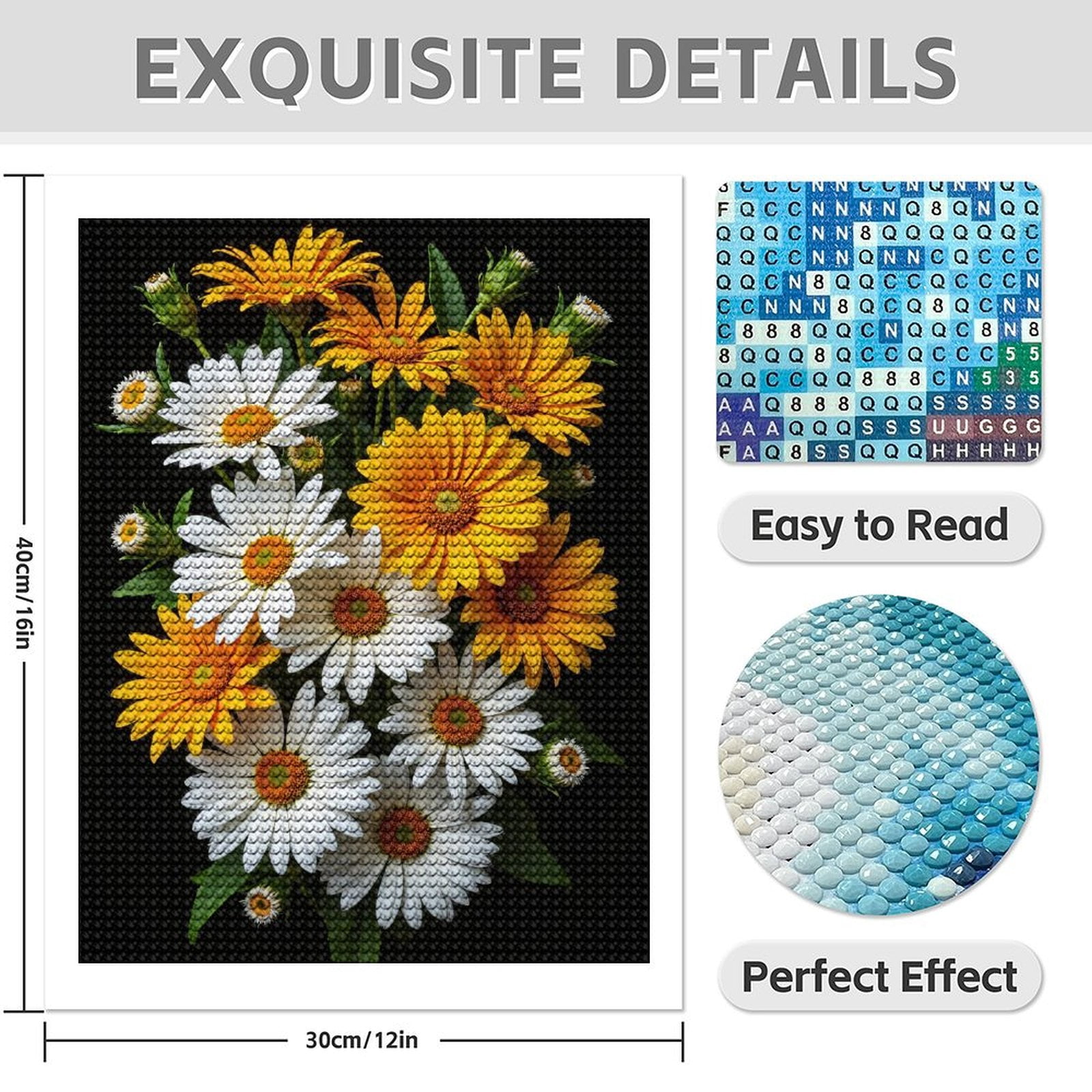 Diamond Art Kits for Adults - 5d Bouquet Of Yellow And White Daisies Diamond Painting for Adults, Diamond Art for Adults Beginners, Diamond Painting Kits for Adults for Home Wall Decor