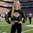 thumbnail image 4 of Game Day Cropped Sweatshirt for Women Football Season Long Sleeve Crewneck Tops American Football Fans Crop Pullover, 4 of 4