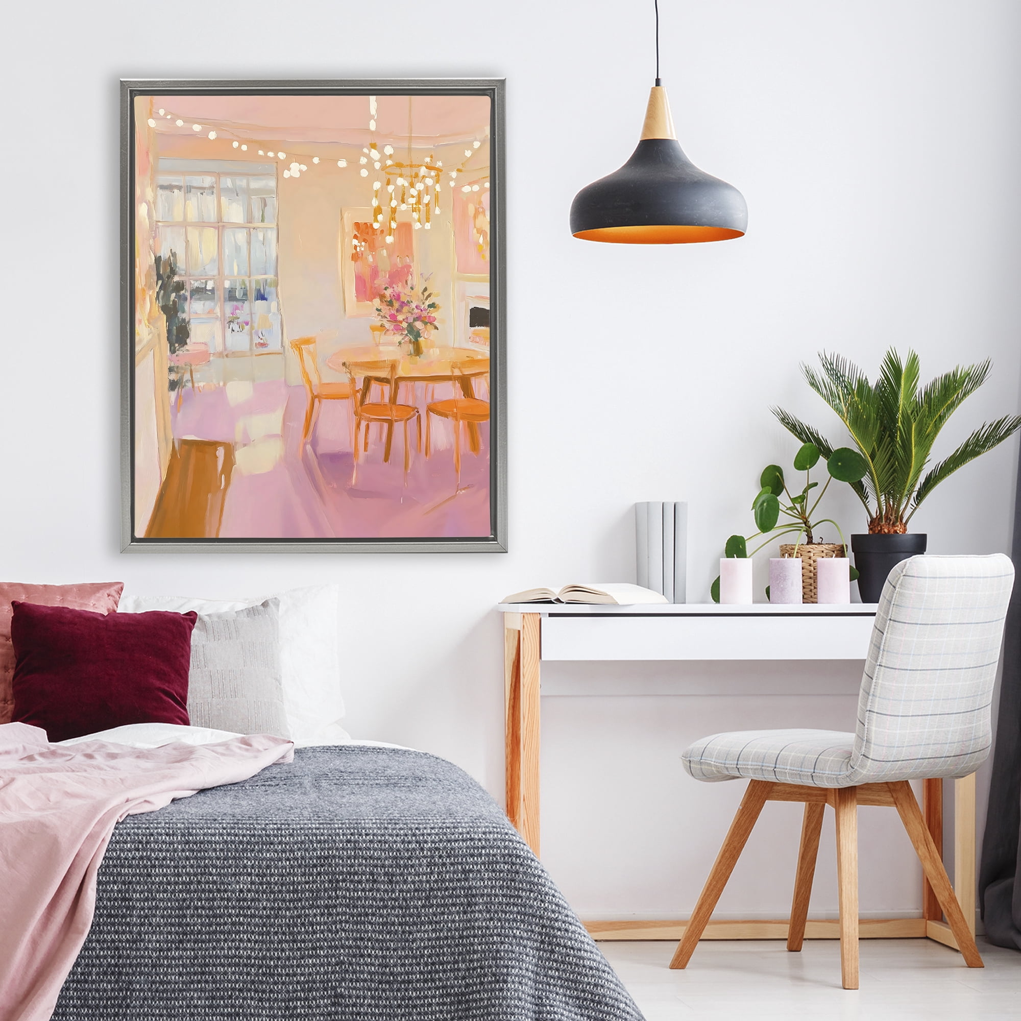 Stupell Industries Warm & Inviting Dining Room Gray Framed Floater Canvas Wall Art, design by The Prints Vibe