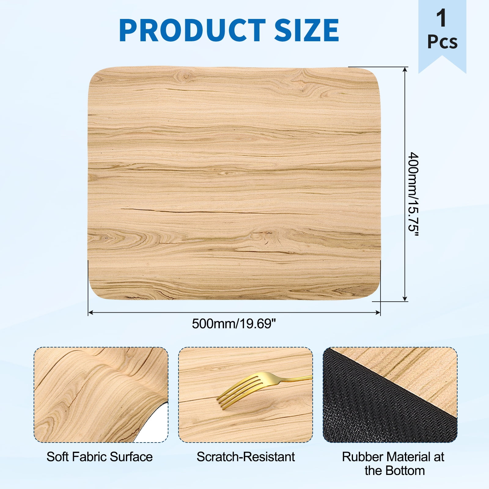 Washer and Dryer Top Protector Mat 19" x 16" - Non-Slip, Quick Drying Rubber Washing Machine Top Cover Pad for Home Kitchen Laundry Room, Wood Grain