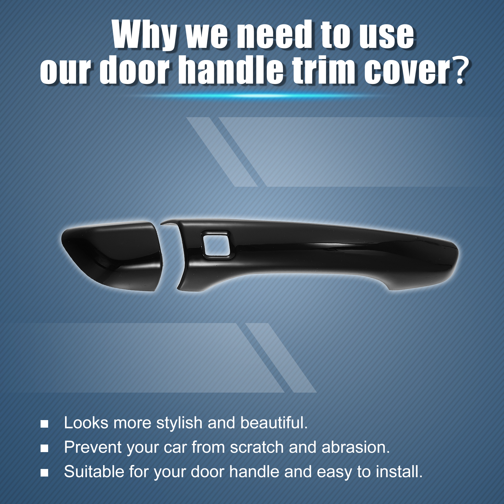 Unique Bargains 8pcs ABS Exterior Door Handle Cover for Hyundai Elantra 2017-2020 Black