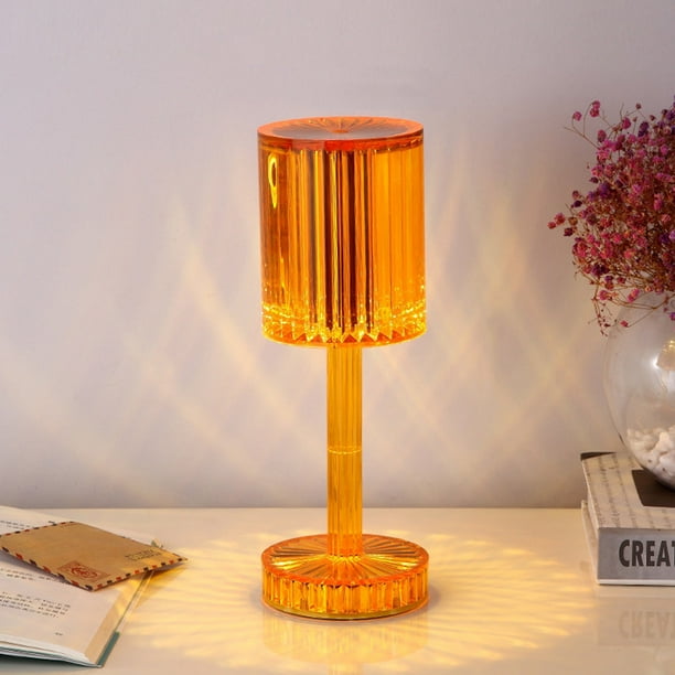 Fiudx Lámpara de Mesa Crystal Touch, Brillo Regulable En 3 Niveles, Elegante Diseño de Cristal Acrílico, Puerto de Carga Usb, Decoración Moderna para Mesita de Noche, Iluminación para Dormitorio, Bom