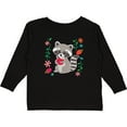 thumbnail image 3 of Inktastic Woodland Raccoon Spring Flowers Girls Long Sleeve Toddler T-Shirt, 3 of 5