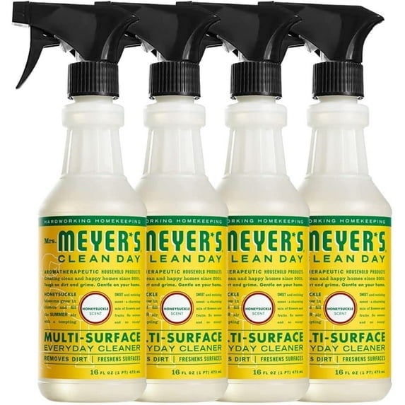 Multi-Surface Cleaner Spray, Cleaning Solution for Countertops, Floors, Walls and More, Honey Suckle Scented, Plant-Powered Ingredients, 16 Fl OZ Per Spray Bottle, 4 Bottle