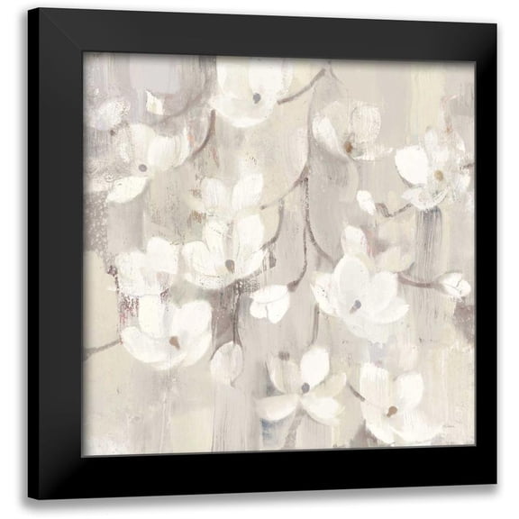 Hristova, Albena 12x12 Black Modern Framed Museum Art Print Titled - Magnolias in Spring II Neutral