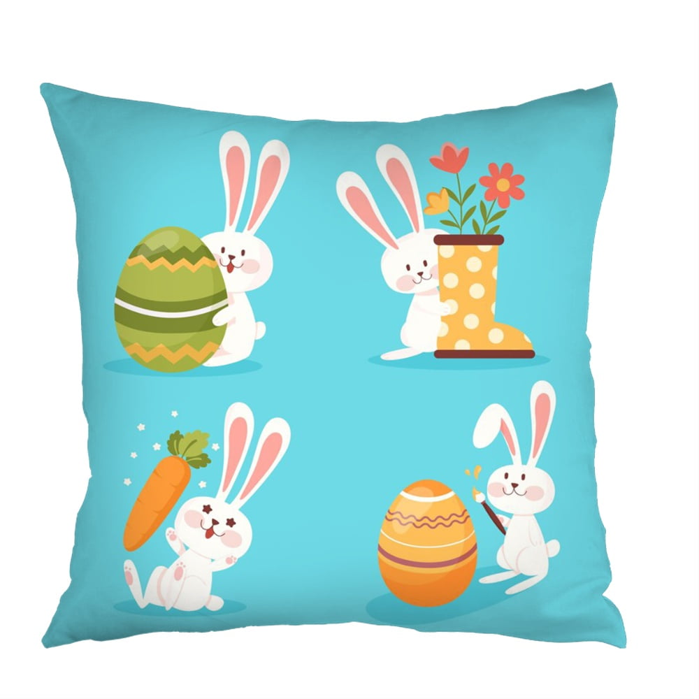 Dicasser 1 Pc Easter Pillow Covers Easter Decorations 18x18 inch Throw