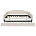 thumbnail image 4 of Triple Tree Pine Wood+MDF+Linen Full Size Daybed with Twin Size Trundle Beige, 4 of 8