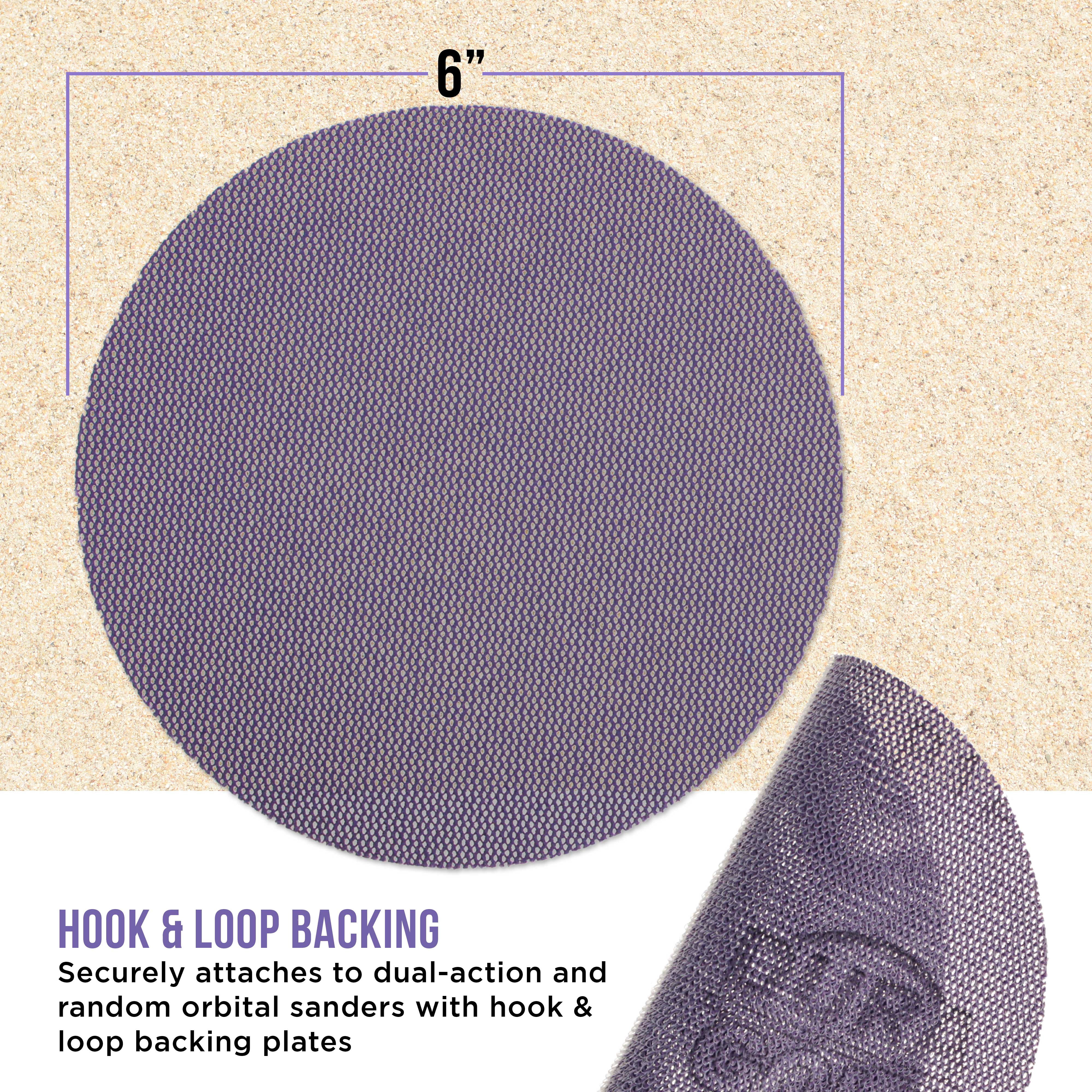 Dura-Gold Premium 120 Grit 6" Purple Ceramic Mesh Sanding Discs, Box of 30 - Dustless Hook & Loop Backing Sandpaper for DA & Random Orbital Sanders - Long-Lasting Fast Cut - Woodworking, Auto Paint
