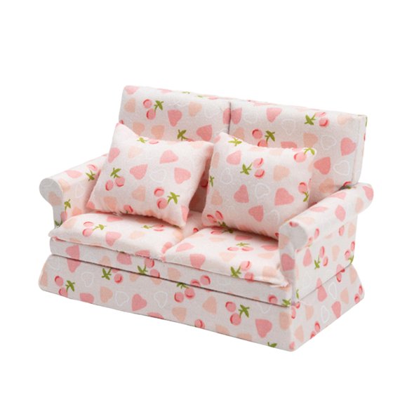 Xuanheng Dollhouse Couch 1/12 Scale Accessories Ornament Birthday Gift Miniature Sofa 12.8cmx6.1cmx7.6cm