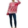 thumbnail image 5 of QAFOPEH Women Christmas Snowflake Print Round Neck Rowan Long Sleeve Knitwear Top, 5 of 7
