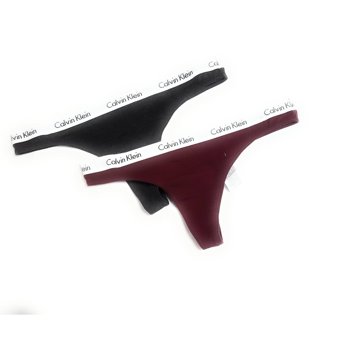 Calvin Klein Thong Set Pack of 2, Black/Dark Red, Small 