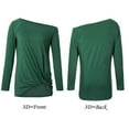 thumbnail image 6 of TEMOFON Women's Off The Shoulder Tops Sexy Long Sleeve Twist Knot T-Shirts Casual Cold Shoulder Blouse Green, 6 of 6