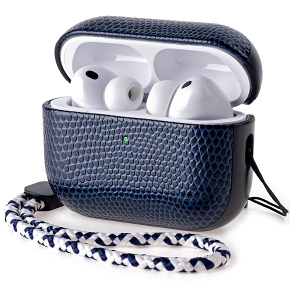 Funda de cuero RIXENY para AirPods Pro 3 2025, azul