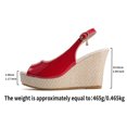 thumbnail image 5 of Platform Wedge Sandals for Women Comfortable Ankle Strap High Heel Wedges Fashion Leather Peep Toe Summer Dress Shoes Red Size 9, 5 of 7