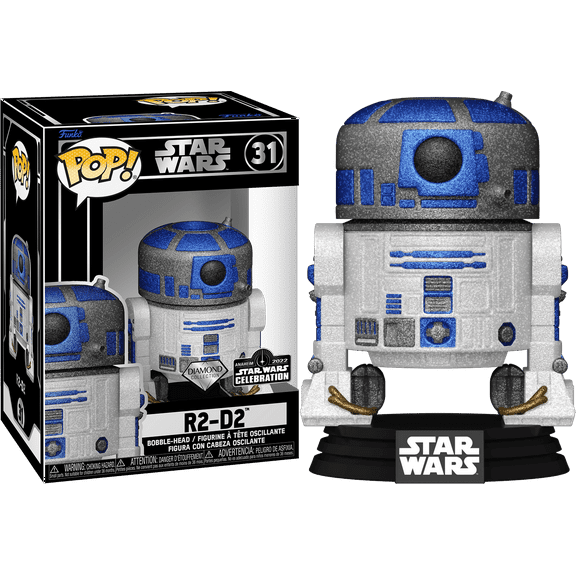 Funko POP! Star Wars R2-D2 #31 [Glitter Diamond] Star Wars Celebration 2022 Sticker Exclusive